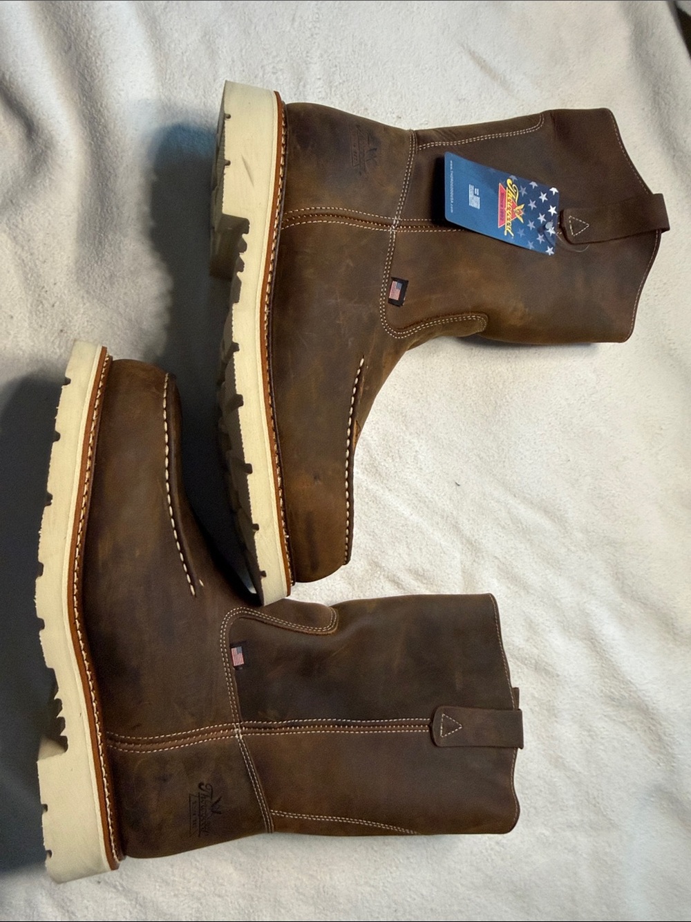Wesc Brown Pull-On Work Boots with White Sole